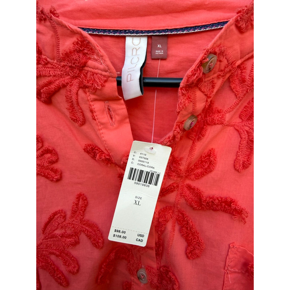 Anthropologie Pilcro The Whitney Textured Trapeze Buttondown Shirt XL NWT Coral - Picture 6 of 9